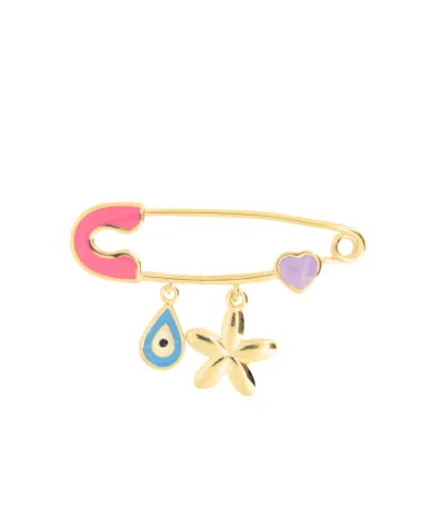 9CT Y/G ENAMEL BABY PIN PINK